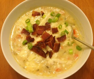 cheesy bowl of potato soup