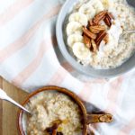 Two hearty bowls of make-ahead steel cut oats with different toppings