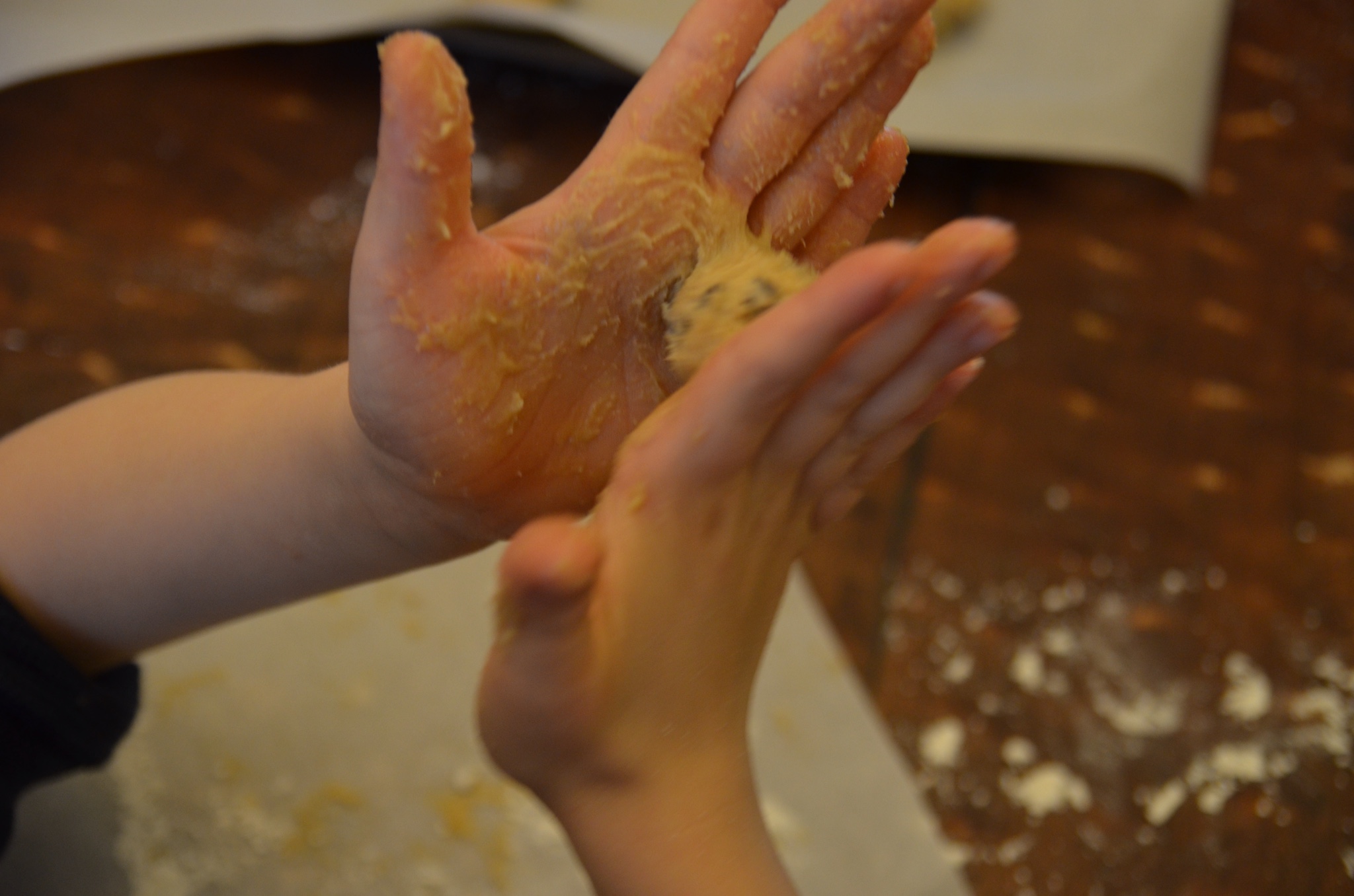 rolling dough balls for cookie dough truffles