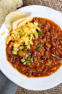 This hearty chili is full of celery, peppers, and onions, with lots of layers of flavor!
