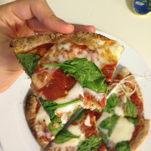 a slice of pita pizza