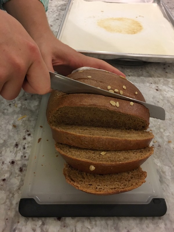 slicing outback bread