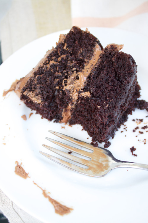 eating chocolate cake