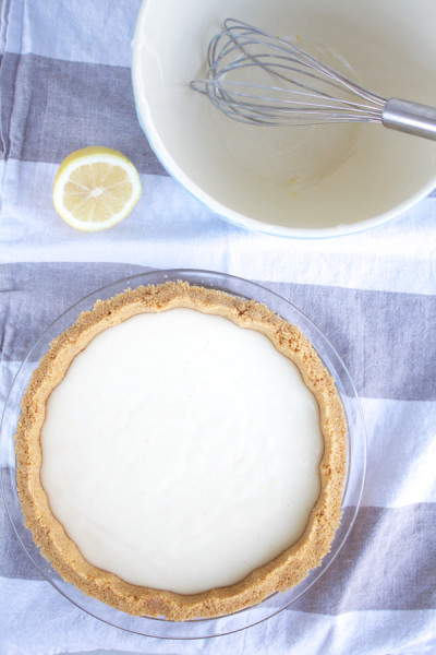 easy lemon pie ready for the oven