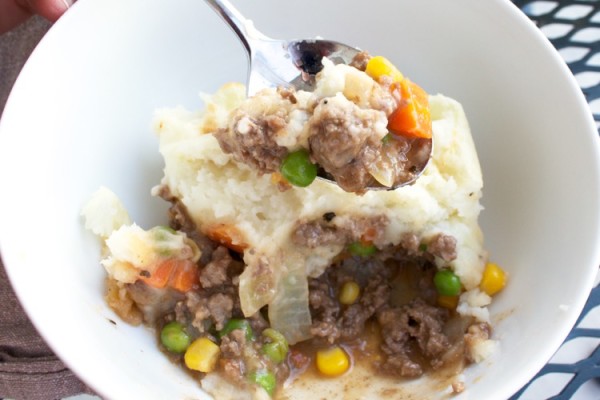 Shepherd's pie is satisfying comfort food with a layer of saucy ground beef and veggies and a layer of fluffy mashed potatoes!