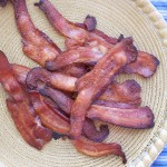 A plate of crispy oven-baked bacon strips