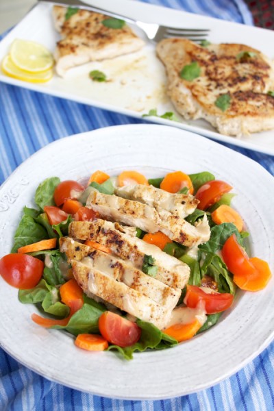 quick & easy pan-seared chicken on a salad