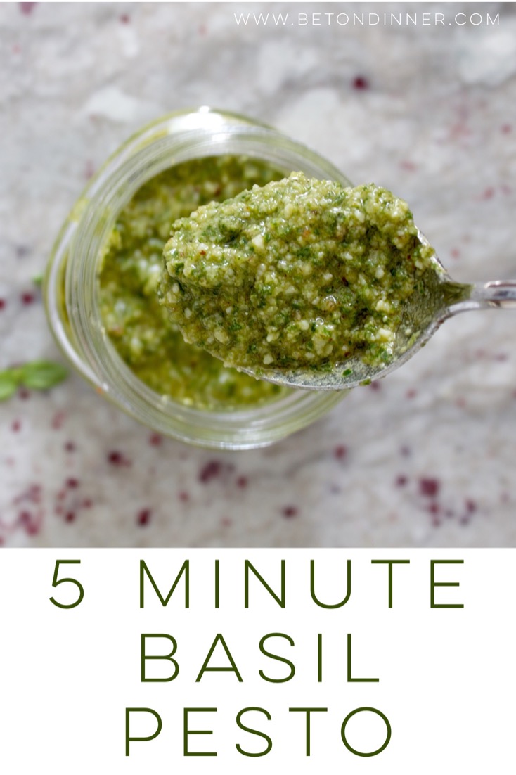 Five minute basil pesto is packed with flavor - the perfect balance of fresh and rich, and there are so many ways to use it.