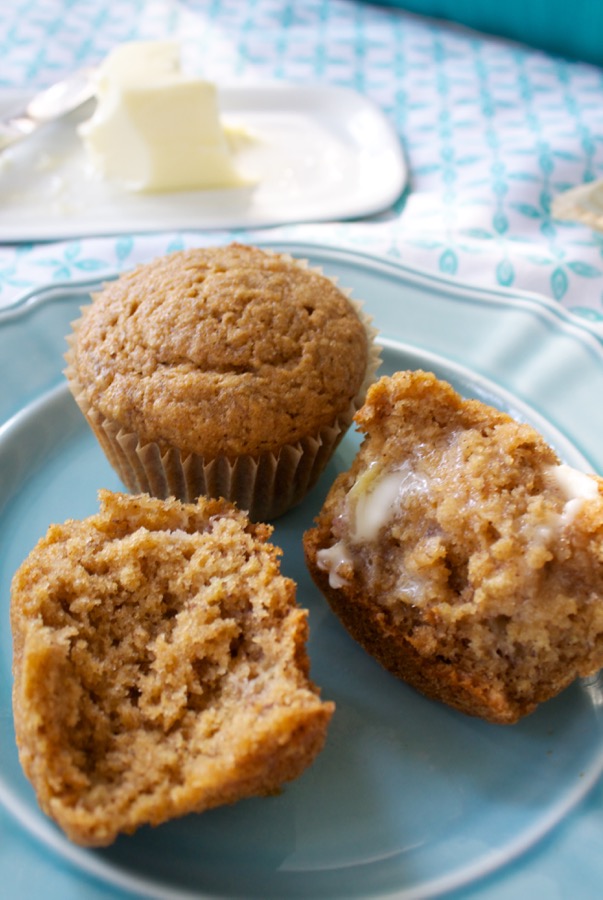 Healthy banana applesauce muffins are light, fluffy, and whole wheat!
