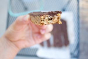 Chewy chocolate peanut butter flax granola bars taste like a candy bar, but are full of healthy ingredients!