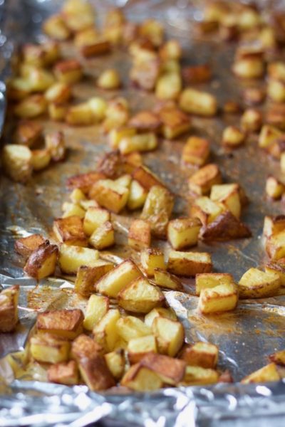 a close-up look at life-changing super crispy roasted potatoes